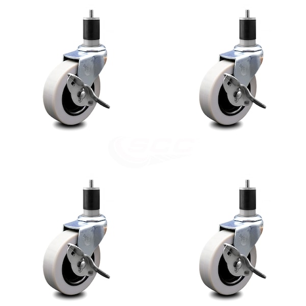 Service Caster 3 Inch Thermoplastic Wheel 1-7/8 Inch Expanding Stem Caster with Brakes, 4PK SCC-EX05S310-TPRS-SLB-178-4 - main